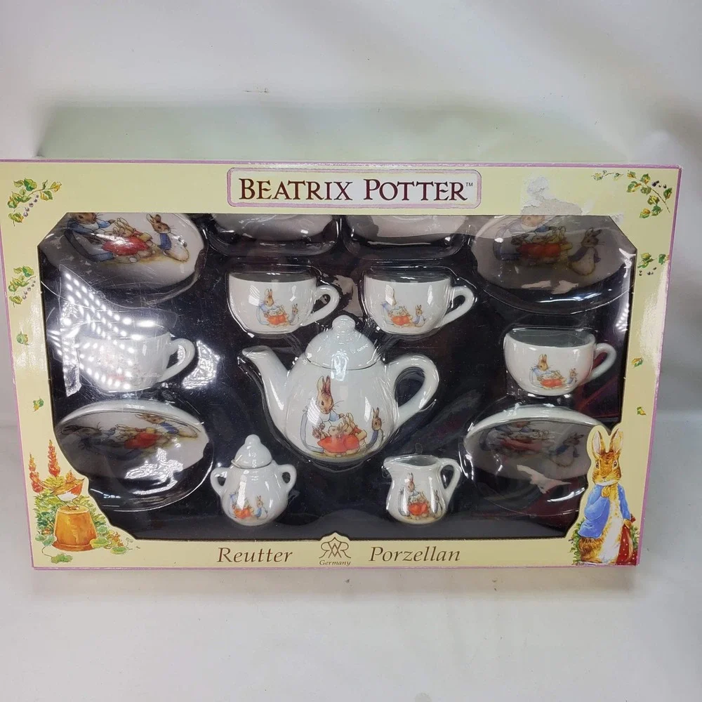 Reutter Porzellan Beatrix Potter Peter Rabbit Child Tea Set White Germany 56.580